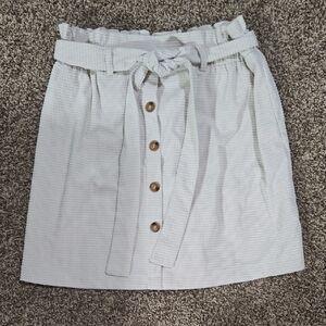 SHEIN White Button-Front Paperbag Mini Skirt with Tie